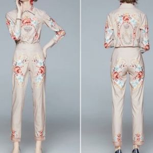 2 piece floral crown pants & shirt set CLEARANCE PRICE